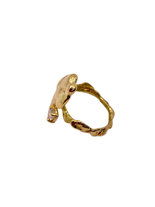 Glass diamantring med fyra diamanter