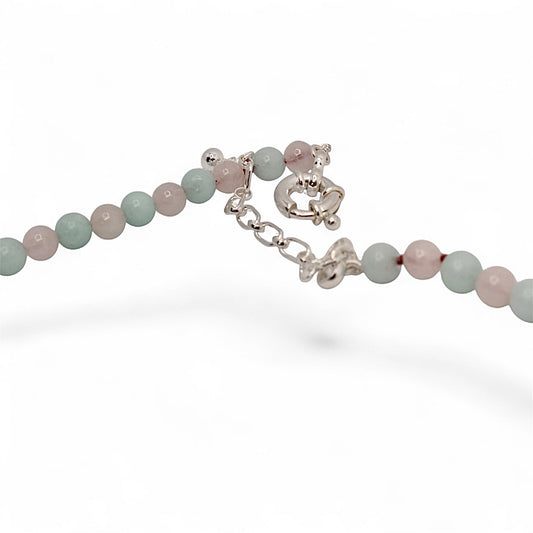 Amazonite and rose quartz with seal style pendant