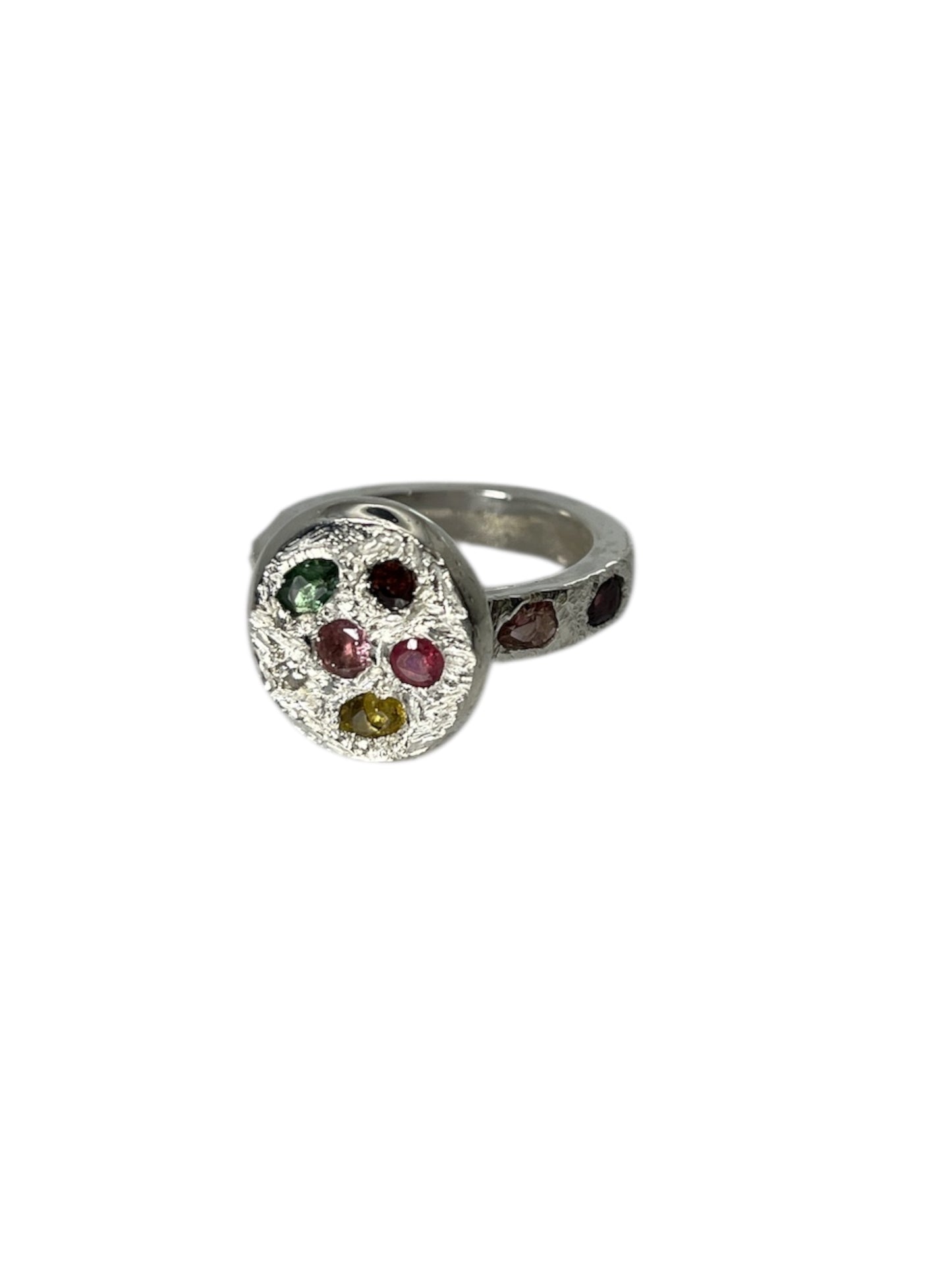 Tourmaline disc silver ring