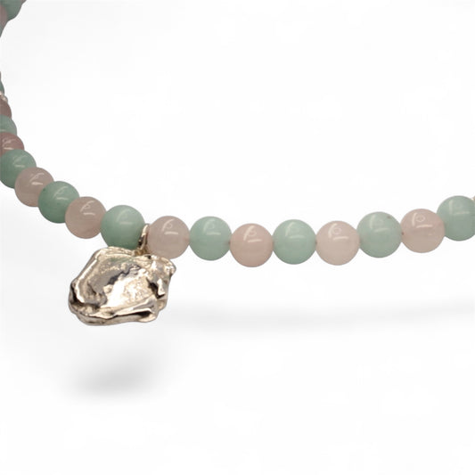 Amazonite and rose quartz with seal style pendant